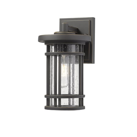 Z-Lite Jordan 1 Light Outdoor Wall Sconce, Oil Rubbed Bronze And Clear Seedy 570S-ORB